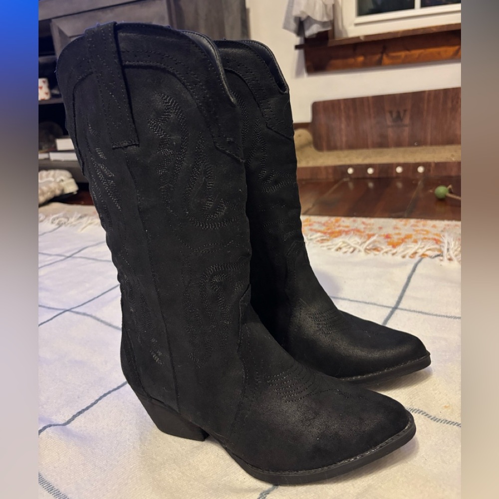 Sugar Black Heeled Western Boots